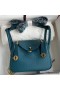 Hermes Mini Lindy Handmade Bag In Vert Bosphore Clemence Leather