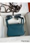 Hermes Mini Lindy Handmade Bag In Vert Bosphore Clemence Leather