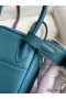 Hermes Mini Lindy Handmade Bag In Vert Bosphore Clemence Leather