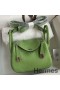 Hermes Mini Lindy Handmade Bag In Vert Criquet Clemence Leather