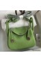 Hermes Mini Lindy Handmade Bag In Vert Criquet Clemence Leather