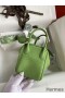 Hermes Mini Lindy Handmade Bag In Vert Criquet Clemence Leather