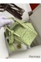 Hermes Mini Lindy Handmade Bag In Vert Criquet Ostrich Leather