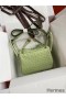 Hermes Mini Lindy Handmade Bag In Vert Criquet Ostrich Leather