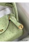 Hermes Mini Lindy Handmade Bag In Vert Criquet Ostrich Leather