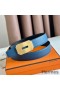 Hermes Neo Reversible Belt 32MM in Blue Clemence Leather