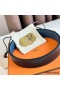 Hermes Neo Reversible Belt 32MM in Blue Clemence Leather