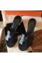 Hermes Oasis Sandals In Black Epsom Leather
