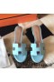 Hermes Oasis Sandals In Blue Atoll Epsom Leather