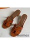 Hermes Oasis Sandals In Brown Shiny Niloticus Crocodile