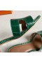 Hermes Oasis Sandals In Green Shiny Niloticus Crocodile