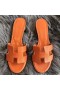 Hermes Oasis Sandals In Orange Epsom Leather