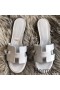 Hermes Oasis Sandals In Pearl Grey Epsom Leather