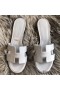 Hermes Oasis Sandals In Pearl Grey Epsom Leather