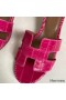 Hermes Oasis Sandals In Rose Red Shiny Niloticus Crocodile