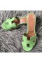 Hermes Oasis Sandals In Vert Criquet Epsom Leather