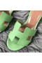 Hermes Oasis Sandals In Vert Criquet Epsom Leather