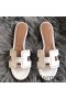 Hermes Oasis Sandals In White Perforated Epsom Leather