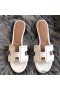 Hermes Oasis Sandals In White Perforated Epsom Leather