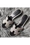 Hermes Oasis Sandals In White Suede with Rhinestone