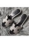 Hermes Oasis Sandals In White Suede with Rhinestone