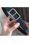 Hermes Officier Reversible 38mm Belt In Blue Clemence Leather
