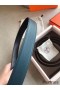 Hermes Officier Reversible 38mm Belt In Blue Clemence Leather