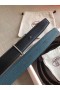 Hermes Officier Reversible 38mm Belt In Blue Clemence Leather