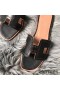 Hermes Oran Perforated Sandals In Black Swift Leather