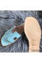Hermes Oran Perforated Sandals In Blue Atoll Epsom Leather