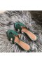 Hermes Oran Perforated Sandals In Malachite Epsom Leather