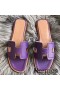 Hermes Oran Perforated Sandals In Purple Epsom Leather