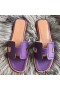 Hermes Oran Perforated Sandals In Purple Epsom Leather