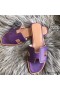 Hermes Oran Perforated Sandals In Purple Epsom Leather
