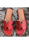 Hermes Oran Perforated Sandals In Red Epsom Leather