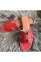Hermes Oran Perforated Sandals In Red Epsom Leather