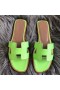 Hermes Oran Sandals In Apple Green Lizard Leather