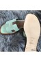 Hermes Oran Sandals In Aqua Lizard Leather