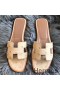 Hermes Oran Sandals In Beige Ostrich Leather