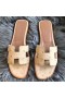 Hermes Oran Sandals In Beige Ostrich Leather