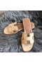Hermes Oran Sandals In Beige Ostrich Leather
