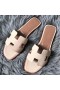 Hermes Oran Sandals In Beton Clemence Leather
