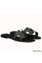 Hermes Oran Sandals In Black Leather With Stitched Detail