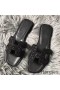 Hermes Oran Sandals In Black Suede With Black Crystal