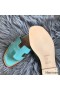 Hermes Oran Sandals In Blue Atoll Swift Leather