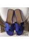 Hermes Oran Sandals In Blue Epsom Leather