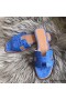 Hermes Oran Sandals In Blue Hydra Ostrich Leather