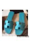 Hermes Oran Sandals In Blue Paon Epsom Leather