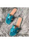 Hermes Oran Sandals In Blue Paon Shiny Niloticus Crocodile
