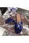 Hermes Oran Sandals In Blue Patent Leather